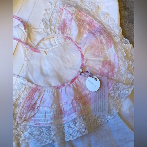 LoveShackFancy collar pink floral and off white lace collar - Picture 6 of 10